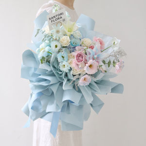 กระดาษบรรจุภัณฑ์ช่อดอกไม้กันน้ํา สไตล์เกาหลี กระดาษห่อของขวัญ Pure Color European เรียบหรู Floral ดีไซน์ Paper