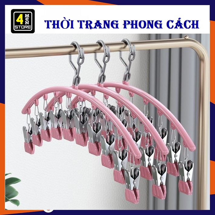 Móc treo quần áo đa năng 10 kẹp ,Móc phơi giày tất có khóa chống gió ...