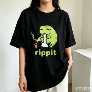 Sanrio | Funny Rippit Frog Meme Graphic T Shirt Causal Summer Short Sleeve T-shirt Streetwear Mens Women Fashion Harajuku T-shirts Tops