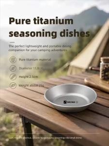 Bát Đĩa Nhỏ Hình Tròn Bằng Titan Nguyên Chất - Đĩa Đựng Món Khai Vị Nhỏ Di Động Dùng Cho Cắm Trại Ngoài Trời Du Lịch Bát Đựng Kim Chi Đồ Dùng Bàn Ăn Ngoài Trời