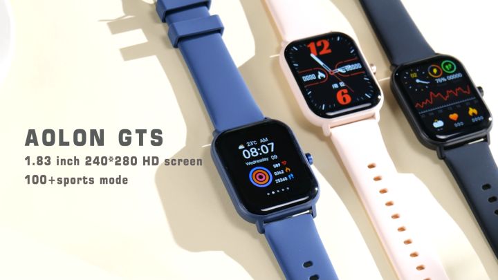 Aolon GTS 2024 Smart Watch Original 1'83 Inch jam tangan pria wanita terbaru Oxymeter Thermometer Heart Rate Monitor Accurate Body Temperature Blood Monitoring android ios original 100+ Modus olahraga Panggilan Bluetooth IP67 Smartwatch