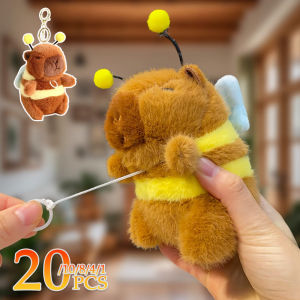 1-20PCS Cute Plush Bee Wings Vibrating Keychain Capybara Fun Quirky Toys Plush Bee Doll Bag Charm Plush Charm Childrens Gift