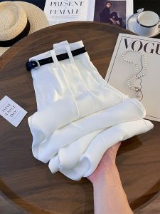 Narrow Wide Leg Pants Summer Drapey Ice Silk Casual White Suit Pants Small Size High-End Straight Leg Trousers