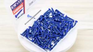 3/16" Or 1/4" Concrete Screw Anchor Blue Flat Head Screws for Anchoring to Masonry Brick Block Cement Or Stucco