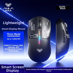 AULA | Bluetooth Tri-Mode Lightweight Numeric Display Gaming Mouse