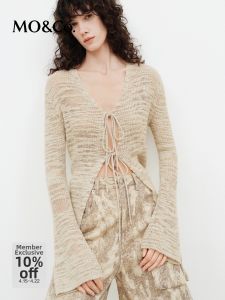 MO&Co. | Translucent Knit Cardigan Cotton Hemp