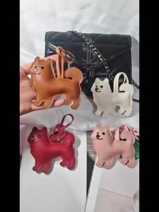 cute cartoon pu leather Chinese village dog bag charm fashion car keychain keyring handbag backbag pendant dog lovers xmas gift