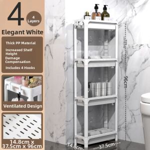 Bathroom Plastic Storage Rack Floor Standing Multi-layer Organizer Shelf Gap Filler Nordic Style Toilet Storage Solution