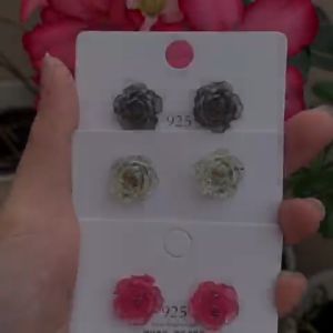 PANDACO Anting Tusuk Sterling Silver 925 Desain Bunga Mawar Gaya untuk Wanita