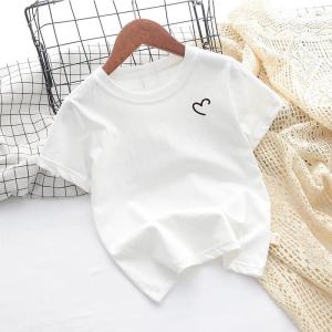 Childrens Summer New Style White Pure Cotton Short Sleeve T-Shirt Boys Girls Inner Wear Half Sleeve Base Top Kids Clothing