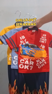 Setelan baju bayi anak laki motif karakter Mobil Racing CELANA PANJANG/usia 3bln-18 bln.