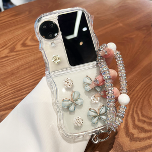 Fresh Ins Style Butterfly And Flower 3D Silicone Phone Case for OPPO Find N3/N2 Flip Wave Foldable Womens Protective Cover