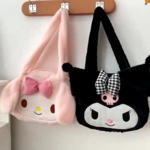 O-KAY Kuromi Tas Bulu Anak Import Kualitas Terbagus Keren Dan Terkini Tas Totebag Kapasitas BesarTas Bahu