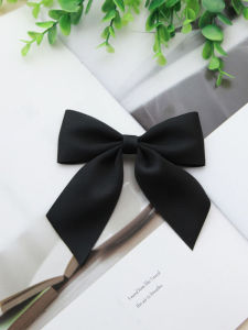 Black Polyester Cotton Bows Pin Brooch JK Preppy Style Exquisite Ribbon Casual Pure Color Shirt Clothes Decorations