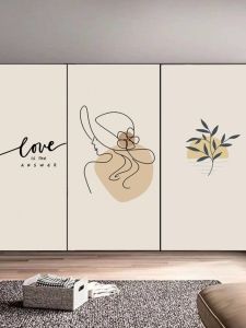 Hiện Đại Tối Giản Trừu Tượng Tủ Quần Áo Miếng Dán Cửa Kính Phim Cửa Trượt Tân Trang Gỗ Tủ Quần Áo Sảng Khoái Nhà Chặn Cửa Trang Trí