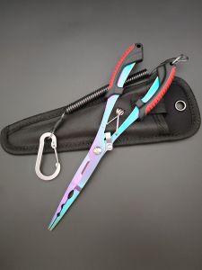 Long Lure Pliers Colorful Titanium Coated Rust Resistant Fishing Pliers Alloy Material Long Size Anti-Slip Fish Control Pliers