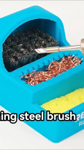Solder Tip Cleaner 3-IN-1 Steel Brush/Copper Wire Ball/Sponge Welding Soldering Iron Tips Cleaning Tools