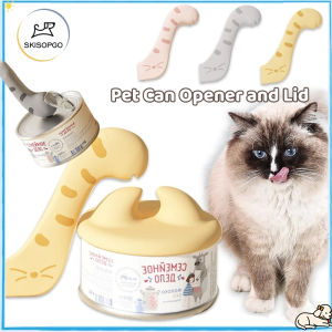 SKISOPGO Pet Cat Can Sealing Lid+Spoon Set Dog Cat Can Opener Spoon Digging Tool Sealing and Preservation Silicone Lid