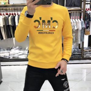 ZhanChao Brand Mens Fashionable round Neck Fleece Lined Long Sleeve Sweatshirt Casual All Match Autumn Winter T-shirt