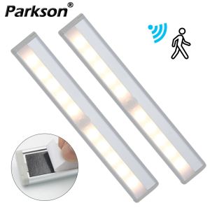 Đèn LED Cảm Biến Chuyển Động Không Dây PIR 10 Đèn LED Hoạt Động Bằng Pin AA Cho Tủ Quần Áo Dưới Tủ Chiếu Sáng Tủ Quần Áo Tại Nhà