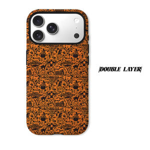 Vintage Halloween Damask Phone Case for iPhone 18 17 16 15 14 13 12 11 Air Pro Max Plus Double-layer Cover