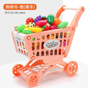 Toy Shopping Cart Hand Push Kitchen Playset for Boys And Girls Baby Role Play Food Cutting Fun Plastic Material Ages 3+