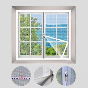 Summer home simple white mosquito net window screen 2cm self-adhesive tape double zipper more flexible door curtain net