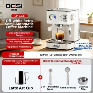 Small Home Espresso Machine with Auto Extraction and Steam Frothing
