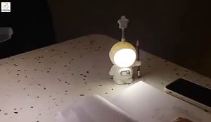 CROSSTO LED Lamp Belt Pencil Sharpener Cartoon Astronaut Lamp Table Spaceman Night Light USB Charging Eye Protection Bedroom Lamp