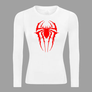 Spider Print Long Sleeve Compression Shirt for Women Athletic Yoga Running T-Shirt Spring Fall Gym Workout Fitness Baselayers