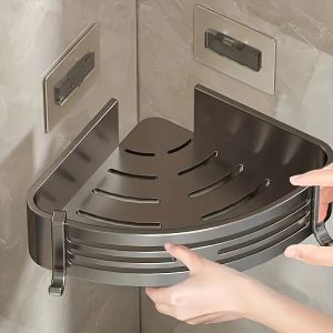 Space Corner Shower Shelf No-Drill Wall-Mounted Bathroom Organizer Triangular Design for Shampoo Conditioner and Soap Storag