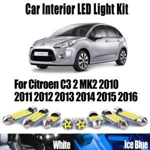 11Pcs Canbus LED Interior Map Dome Light Kit For Citroen C3 2 MK2 2010 - 2012 2013 2014 2015 2016 Car Ceiling License Plate Bulb