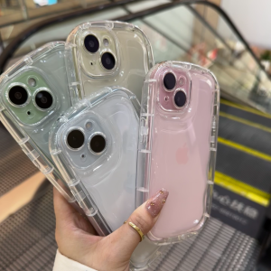 Thickened Airbag Silicone Phone Case for iPhone 16 15 12 11 Simple 13Pro Max Transparent Full Edge Protection Cover against Falls