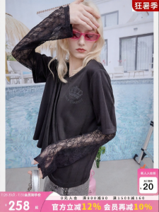 Juicy Couture | Lace Patchwork Illusion Layer Long Sleeve T-Shirt