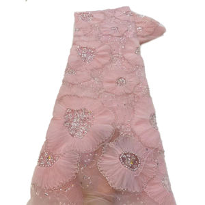 Luxurious Nigerian African Beaded Lace Fabric 2025 High Quality Sequins Embroidery African French Lace Fabric For Sewing Dress