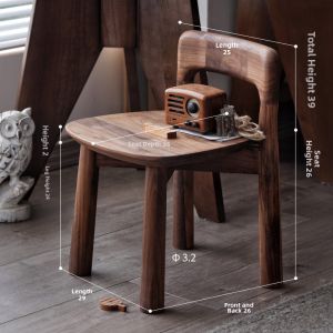 Home Children Shoe Bench Walnut Wood Backrest Stool