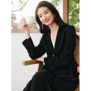 Koradior | Black Single Button Fitted Blazer