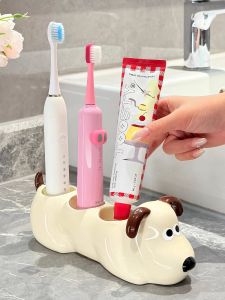 Bathroom Ceramic Electric Toothbrush Holder Nordic Style Toothpaste Toothbrush Organizer Shelf Countertop Placement