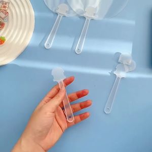 50Pcs DIY Fan Handle Transparent Plastic Advertising Fan Handle