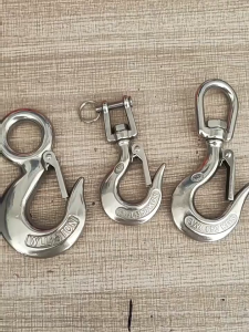 304 Stainless Steel Cargo Hook Traveling Crane Wire Rope Chain Trailer Hitch Anti Dislodgement Hooks