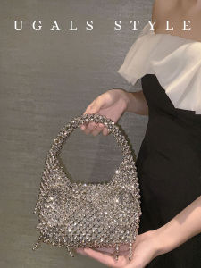 YOMOU | Vintage Metal Bow Handmade Beaded Pearl Saddle Bag