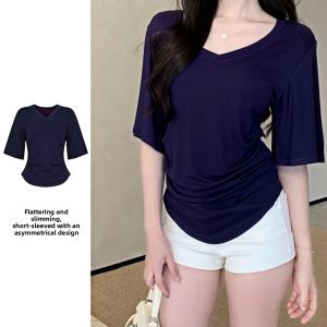 EETSTH | Slimming V-Neck Short Sleeve T-Shirt for Plus Size Women