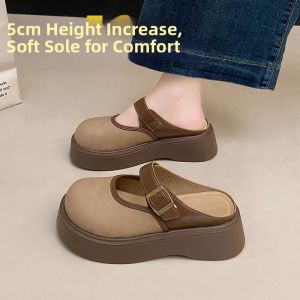 JIFANPAUL | Thick Sole Height Increasing Womens Sandals Slip-On Enclosed Toe Semi-Slipper