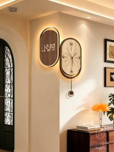 CTYLIGHTZ | Vintage Abstract Wooden Grain Wall Corner Electronic Clock Calendar