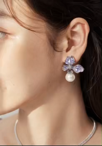 Viviann Original high-quality pure silver Asymmetrical Flower pearl Earrings Female Senior Earrings Pearl Dangle Earrings For Women Luxury U Exquisite Silver pearl Earring Party Jewelry