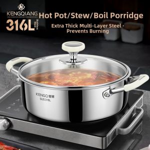 RONGCHUAN | Durable 304L Stainless Steel Double-Compartment Hot Pot Home Use