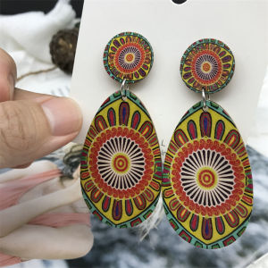 Earrings Retro Ethnic Style SUNFLOWER Wooden SUNFLOWER Dangle Earrings Beach Travel Bohemian Earrings