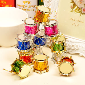 12Pcs Christmas Decoration Colorful Drums Hanging Xmas Tree Ornaments Glitter Pendants for Home Decor Gifts New Year Navidad