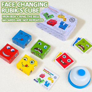 Wooden Face-Changing Educational Magic Cube Building Blocks Expression Puzzle