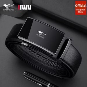 SEPTWOLVES | Genuine Leather Auto Buckle Mens Belt for Dad